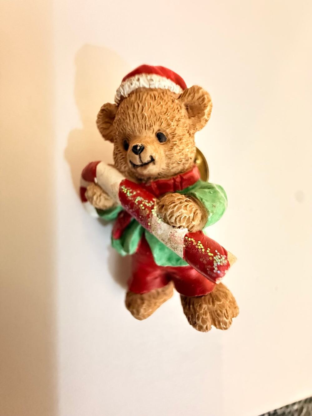 Vintage Christmas Teddy Bear Santa Hat Holiday Pin